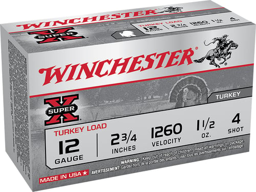 Winchester X12MT4 Super-X Turkey Shotshell 12 GA, 2-3/4 in, No. 4