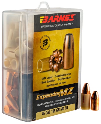 Barnes Bullets 30509 Expander MZ Muzzleloader 45 Cal Expander MZ Hollow Point 195 gr 24rd Box