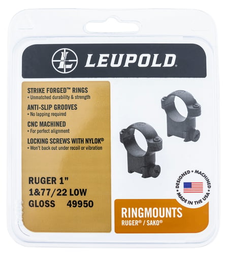 Leupold 51038 Ringmounts  Matte Black Ruger No. 1/77/11 30mm Medium