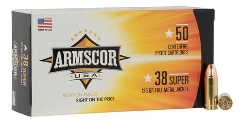 Armscor FAC38SUPER1N USA  38 Super 125 gr Full Metal Jacket 50 Per Box/ 20 Case