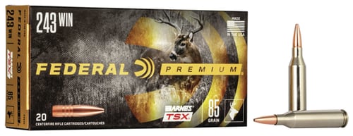Federal P243K Premium  243 Win 85 gr Barnes TSX 20 Per Box/ 10 Case