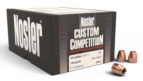 Nosler 44847 Custom Competition 45 Cal .451 185 gr Jacketed Hollow Point/ 250 Per Box