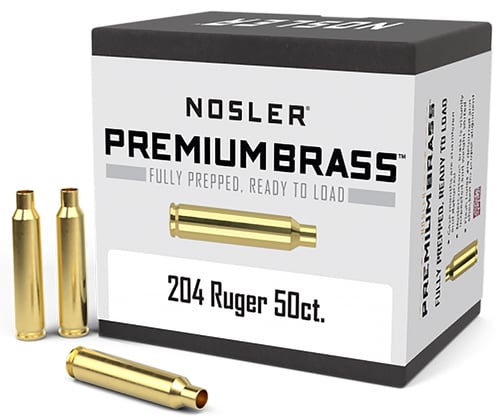 Nosler 10056 Premium Brass Unprimed Cases 204 Ruger Rifle Brass/ 50 Per Box