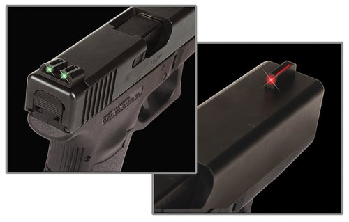 TruGlo TG131G1 Fiber-Optic  Low Red Fiber Optic Front/Green Fiber Optic Rear/Black Nitride Fortress Frame, Compatible w/Most Glock Except MOS, Front Post/Rear Dovetail Mount