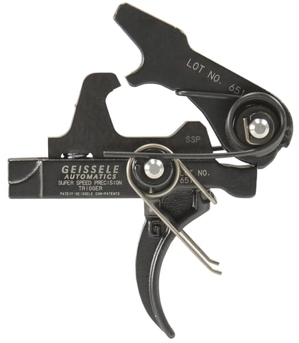 Geissele Automatics 05400 SSP  Single-Stage Curved Trigger with 3-3.75 lbs Draw Weight & Black Oxide Finish for AR-Platform