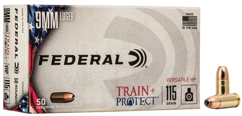 Federal TP9VHP1 Train + Protect  9mm Luger 115 gr Versatile Hollow Point 50 Per Box/ 10 Case