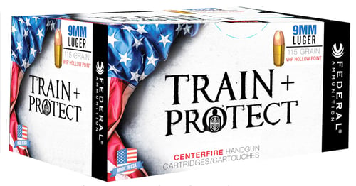 Federal TP9VHP2 Train and Protect  
9mm Luger 115 GR Verstile Hollow Point (VHP) 100 Bx/ 5 Cs