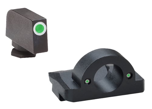 GHST RNG NITE SIGHT GLK 17/19 GRN-GRNGhost Ring Pistol Sight Set Black/Green  Fits Glock 17 / 19 / 22 / 23 / 24 / 26/ 27 / 33 / 34 / 35 / 37 / 38 / 39 - Tritium illumination - Front ghost ring sight - Green front and rear dots - White front outlineht - Green front and rear dots - White front outline