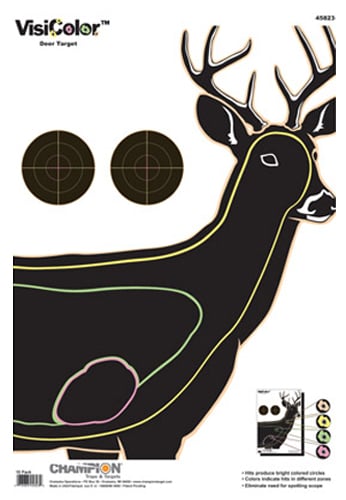 VISICOLOR DEER TARGET 10PKVisiColor Targets Deer - 10/PK - Good for sighting in or target practice - Idealfor both large and small calibers - Deer with vital areas marked - Overall size 13