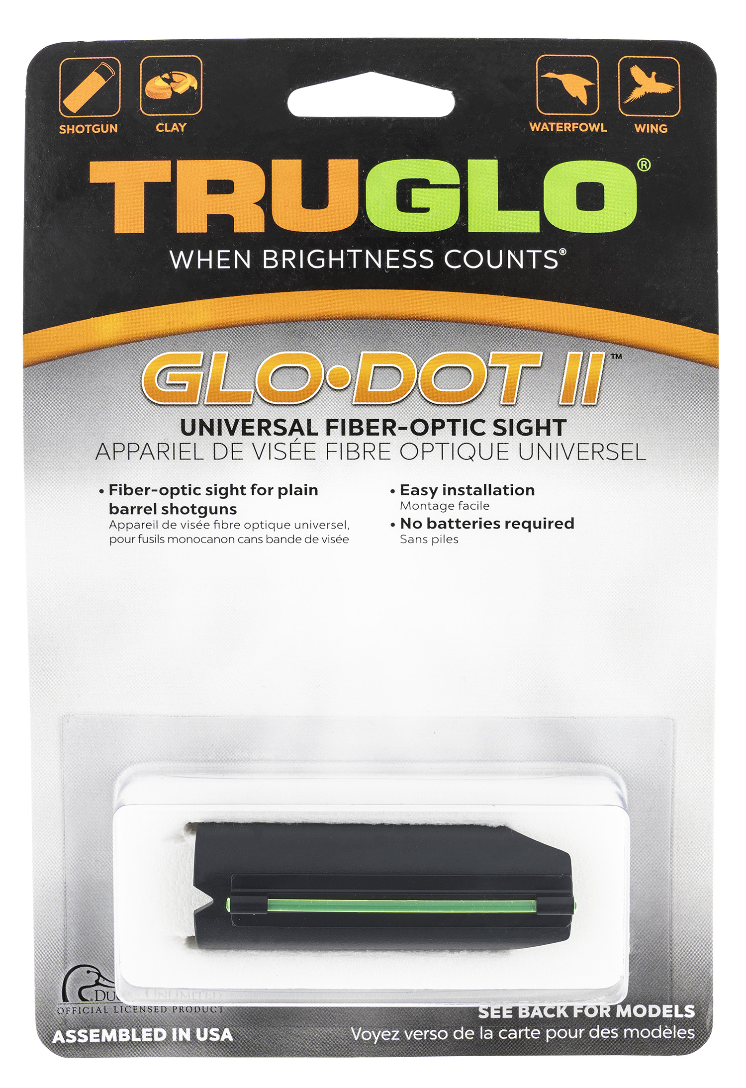 Truglo TG93A Glo-Dot II Universal 12-20 Gauge Fiber Optic Green Black