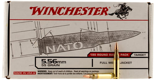 Winchester USA3131W Best Value USA Rifle Ammo 5.56mm, FMJ, 55 Gr, 180