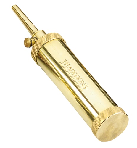 Traditions Muzzleloader Deluxe Tubular Brass Flask with Valve - 2 oz