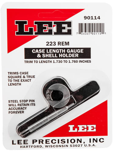 Lee Precision 90114 Case Length Gauge  223 Rem Steel Works With Cutter/Lock Stud Includes Shell Holder