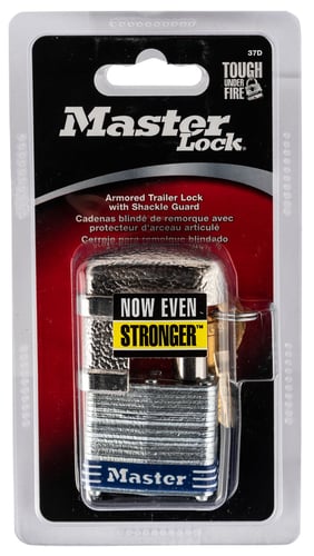 Master Lock 37D Laminated Padlock w/Shrouded Shackle Open With Key Silver Steel