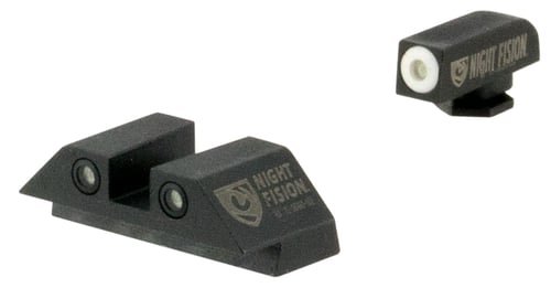 Night Fision GLK001003WGW Tritium Sight Set  Fixed White Ring Front & Rear/Black Frame, Compatible w/Glock 17/19/34 Front Post/Rear Dovetail Mount