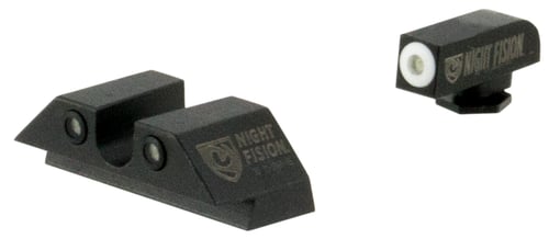 Night Fision GLK001007WGZ Tritium Sight Set  Fixed U-Notch Black Ring Rear/ White Ring Front/Black Frame, Compatible w/Glock 17/19/34 Front Post/Rear Dovetail Mount