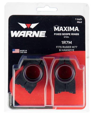 Warne 1R7M Maxima Grooved Receiver Ring Set Quick Detach For Rifle Ruger M77 Ruger Hawkeye Dovetail Medium 1
