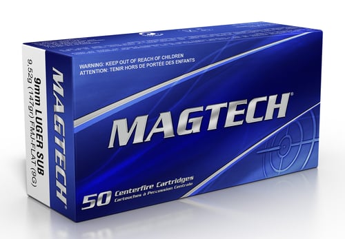 Magtech 9G Range/Training  9mm Luger 147 gr Full Metal Jacket Flat Subsonic 50 Per Box/ 20 Case