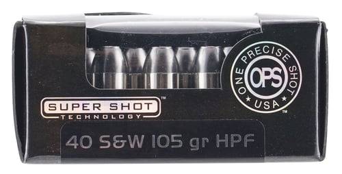 Ammo Inc 40105HPF OPS 40 Smith & Wesson (S&W) 105 GR Hollow Point 20 Bx/ 10 Cs