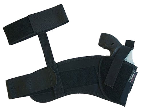 Uncle Mikes 88201 Ankle Holster Ankle Size 0 Black Kodra Nylon Velcro Fits Sm Frame 5rd Revolver w/Hammer Spur Fits 2