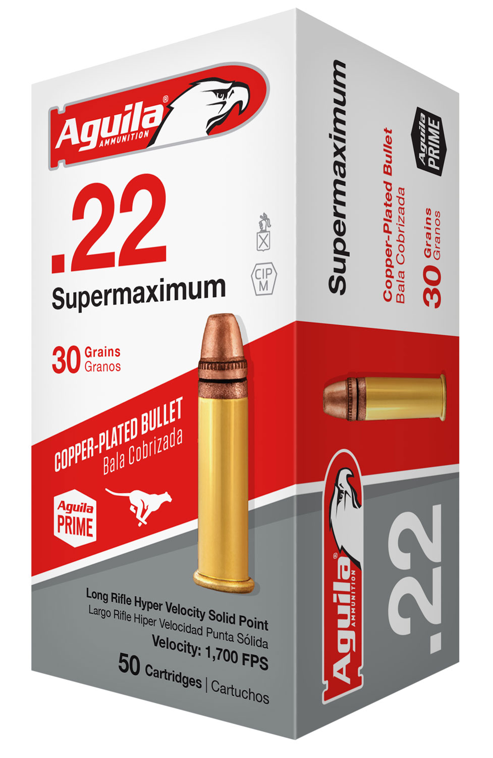 AMMO 22 SUPER MAX SP 30GR 50RD/BX22 Supermaximum LR Ammunition 22 Supermaximum - 30 Gr - LR Hyper Velocity CopperPlated Solid Point - 1700 muzzle velocity - 50/box - 5000/case