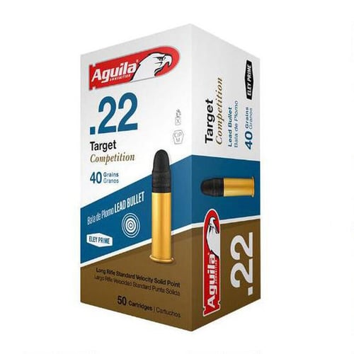 AMMO 22 LR TARGET 40GR 50RD/BX.22 Target Competition Rimfire Ammunition 40gr - Long Rifle Standard Velocity Lead Solid Point - 951 muzzle velocity - 50 Rounds per box - 5000 rounds per case