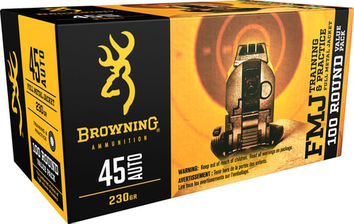 Browning Ammo B191800454 FMJ Value Pack 45 ACP 230 gr Full Metal Jacket 100 Per Box/ 5 Case Value Pack