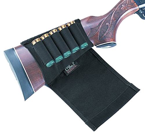 Uncle Mikes 88492 Buttstock Shell Holder  made of Nylon with Black Finish,  Flap & Sewn-On Elastic Loops Holds up to 5rds for Shotguns