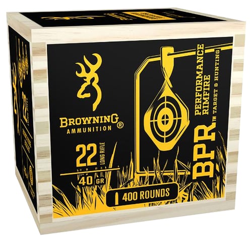 Browning Ammo B194122WB BPR Performance 22 LR 40 gr 1435 fps Lead Round Nose (LRN) 400 Bx/6 Cs (Wood Box)