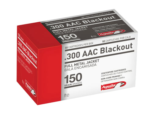 AMMO 300 AAC BLACKOUT 150GR 50RD/BXAguila Ammunition .300 AAC Blackout - FMJ - 150 GR - 1900 FPS - 50/bx -