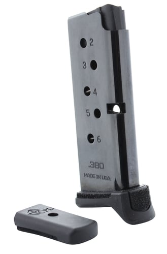 DuraMag 6X38141205RCPD Replacement Magazine  Black Detachable 6rd 380 ACP for Ruger LCP, LCP II