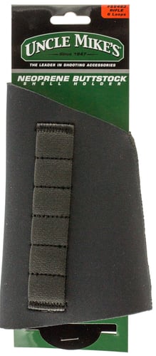 Uncle Mikes 88483 Buttstock Shell Holder  Neoprene with Black Finish, Sewn-On Elastic Loops Holds up to 6rds for Rifles