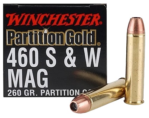 Winchester Ammo SPG460SW Supreme 460 Smith & Wesson Magnum 260 GR Partition Gold 20 Bx/ 10 Cs