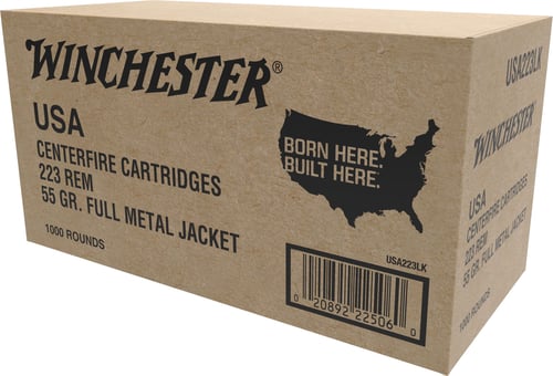 Winchester Ammo W2231000 USA  223 Rem 55 gr Full Metal Jacket 1000rds/ Sold by Case