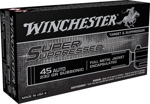 WINCHESTER SUPER SUPRESS 45APC 230GR FMJ 50RD 10BX/CS