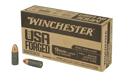 Winchester WIN9SV USA Forged Pistol Ammo 9MM, Steel Casing, FMJ, 115 Gr