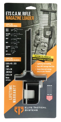 ETS Group ETSCAMRIFLE C.A.M Mag Loader Universal Style made of Polymer with Black Finish for Multi-Caliber AR-Platform