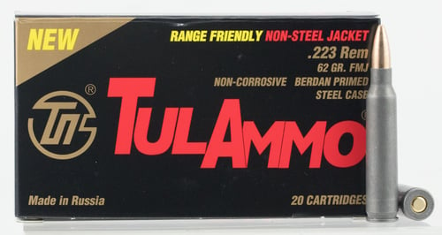 Tulammo TA223625 Centerfire Rifle 223 Remington/5.56 NATO 62 GR Full Metal Jacket 20 Bx/ 50 Cs