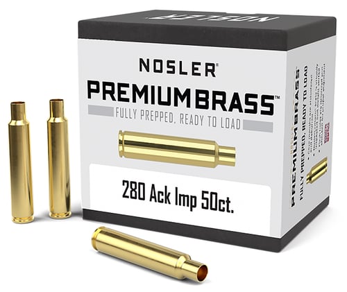 Nosler 10175 Premium Brass Unprimed Cases 280 Ackley Improved Rifle Brass/ 50 Per Box
