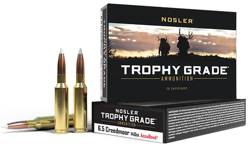 Nosler 60080 Trophy Grade  6.5 Creedmoor 140 gr Nosler AccuBond 20 Per Box/ 10 Case