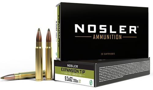 Nosler 40393 E-Tip  9.3mmx62 Mauser 250 gr E Tip Lead Free 20 Per Box/ 10 Case