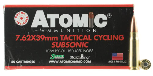 Atomic Ammunition 00474 Rifle Subsonic 7.62x39mm 220 gr Hollow Point Boat Tail 50 Per Box/ 10 Case