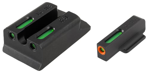 TruGlo TG13RS1PC TFX Pro  Black | Green Tritium & Fiber Optic Orange Outline Front Sight Green Tritium & Fiber Optic Rear Sight