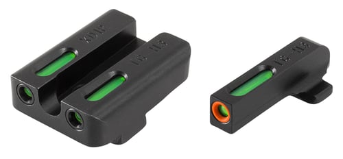 Truglo TG13XD1PC Brite-Site TFX Pro Day/Night Sights Springfield XD/XD-S/XD-E/XD(M) Tritium/Fiber Optic Green w/Orange Outline Front U-Notch Green Rear Black