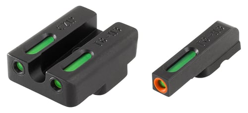 TruGlo TG13WA2PC TFX Pro  Black | Green Tritium & Fiber Optic Orange Outline Front Sight Green Tritium & Fiber Optic Rear Sight