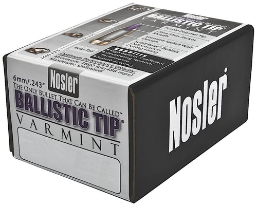 Nosler 24055 Ballistic Tip  6mm .243 55 gr Spitzer/ 100 Per Box