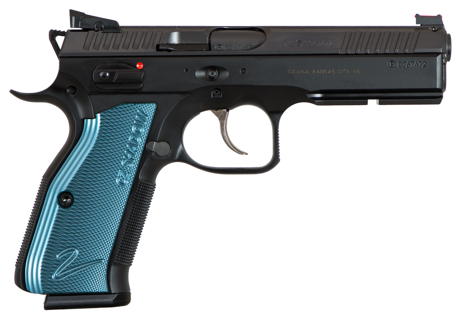 CZ SHADOW 2 9MM FS 17-SHOT BLACK POLYCOAT BLUE GRIP