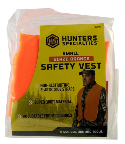 Hunters Specialties 02001 Safety Vest  Small Orange Polyester