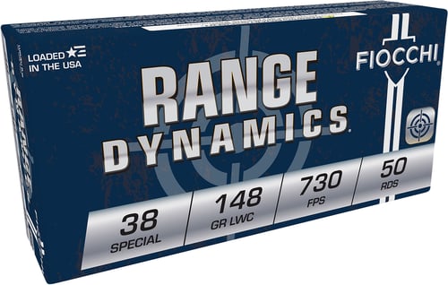 Fiocchi 38LA Range Dynamics  38 Special 148 gr Lead Wadcutter 50 Per Box/ 20 Case