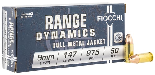 Fiocchi Pistol Shooting Dynamics Handgun Ammunition 9mm Luger 147 gr FMJ 1000 fps 50/box